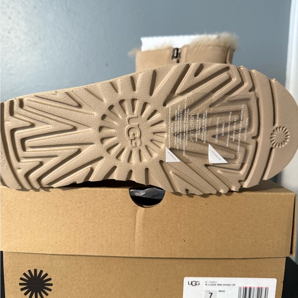 UGG Beige Suede Ankle Boots with Fur Trim - Picture 4 of 4